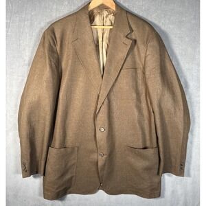 J. CREW Blazer Brown‎ 100% linen Jacket Oarsman Label Made in USA 42L Preppy